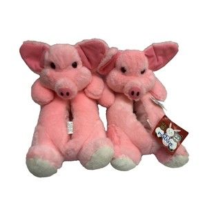 Vintage Pet Parade Pink Pig Slippers Faux Fur Size Medium
